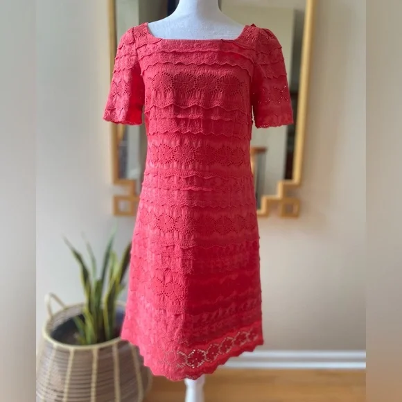Moulinette Soeurs | Dresses | Moulinette Soeurs For Anthropologie Pink  Coral Eyelet Lace Dress Size 4 | Poshmark